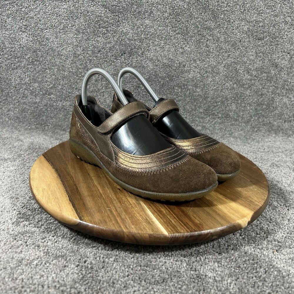 Naot Kirei Mary Jane Women’s Size 37 US 6 Brown Suede Metallic Bronze Shoes Used